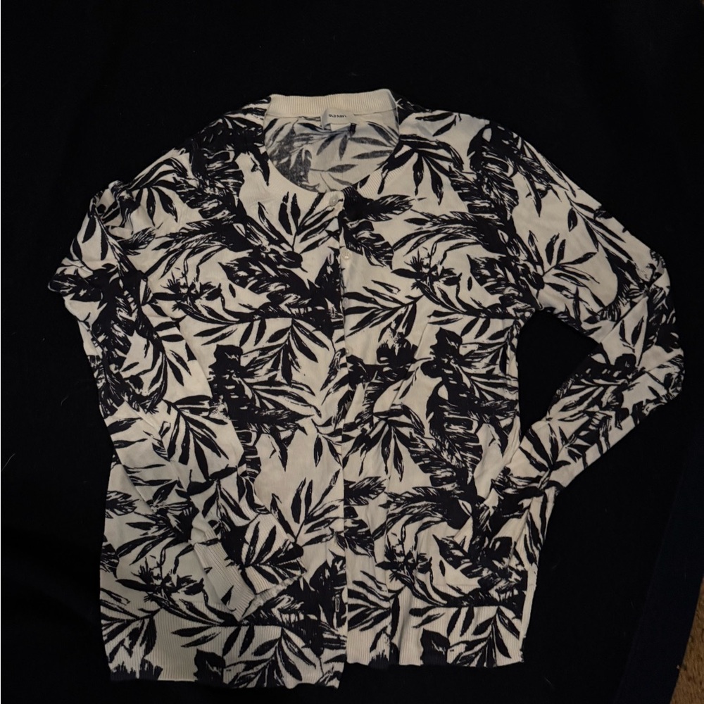 Floral Navy and White Women's Sweater